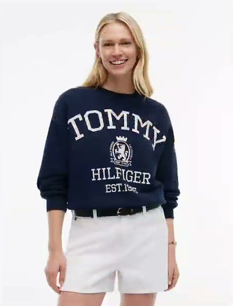 drawcord varsity crest logo sweatshirt
