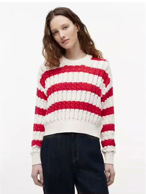 tommy jeans striped cable knit sweater