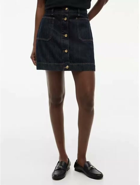 high rise denim mini skirt