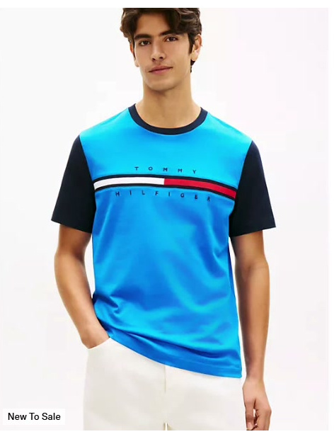 flag logo contrast sleeve t shirt