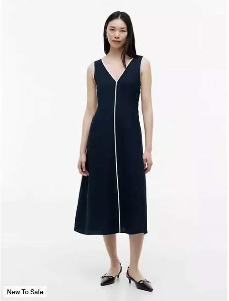 nautical linen blend midi dress