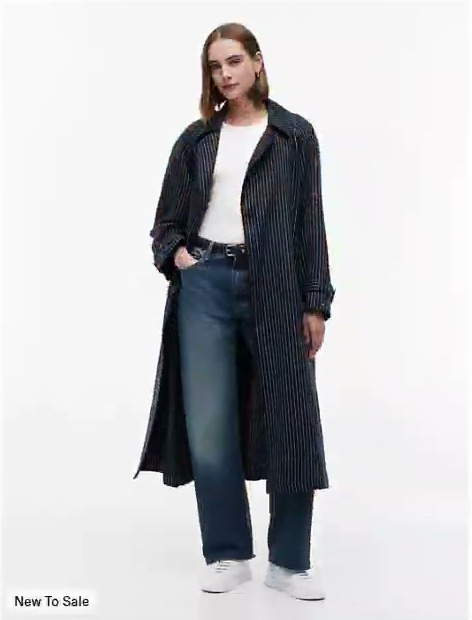 striped double breasted trench coat
