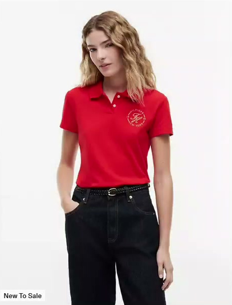 slim fit metallic script monogram polo