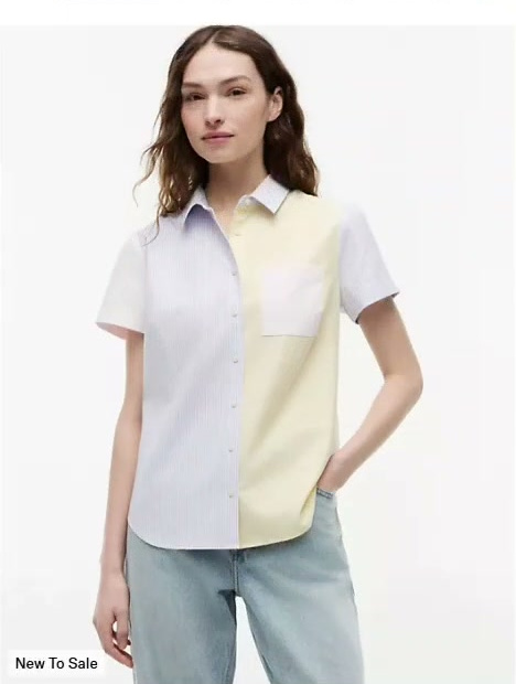 mixed stripe stretch oxford shirt