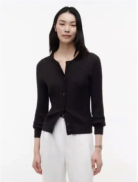 cable knit crewneck cardigan
