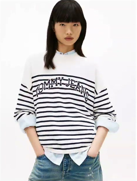 tommy jeans varsity logo stripe sweater