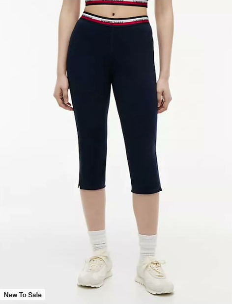 tommy jeans logo tape capri legging