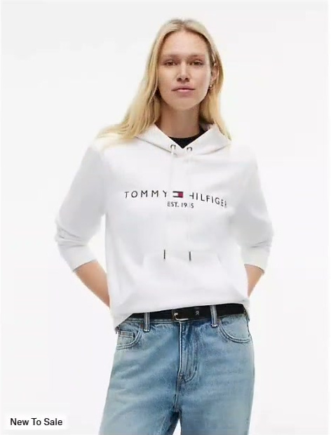 tommy logo fleece hoodie