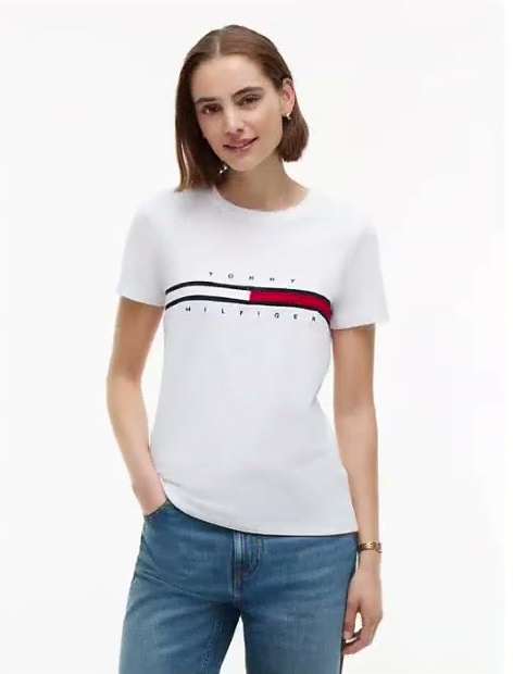 embroidered flag stripe logo t shirt