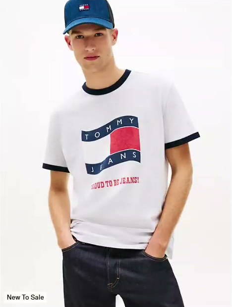 tommy jeans wavy flag ringer t shirt