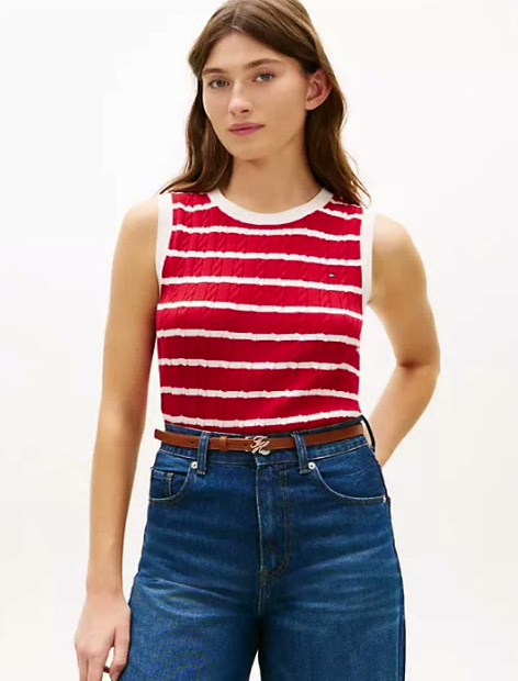 stripe cable knit sweater vest