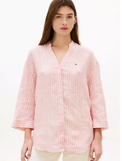 collarless linen shirt
