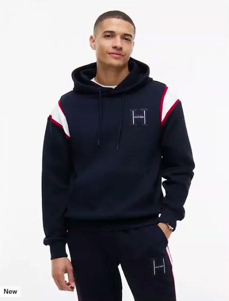 h logo patch pique hoodie