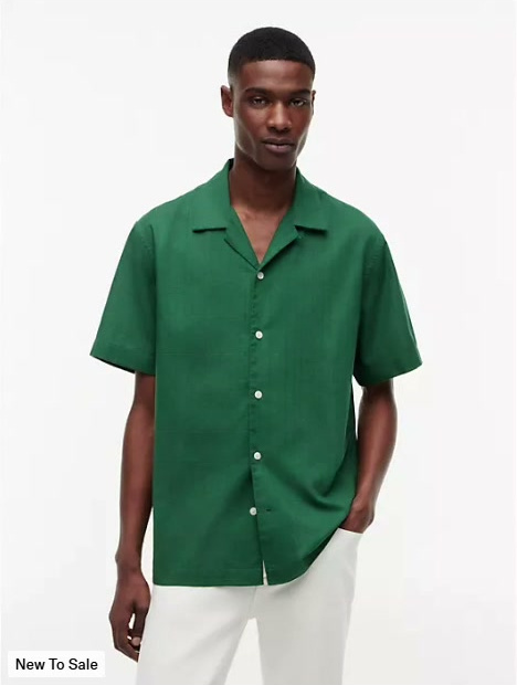 classic fit windowpane dobby camp shirt