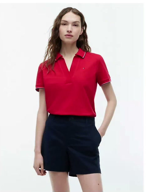 regular fit open placket tipped polo