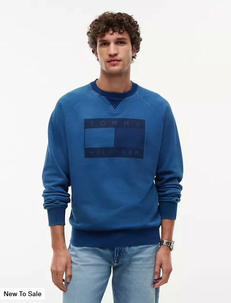 flag logo indigo dyed raglan sweatshirt