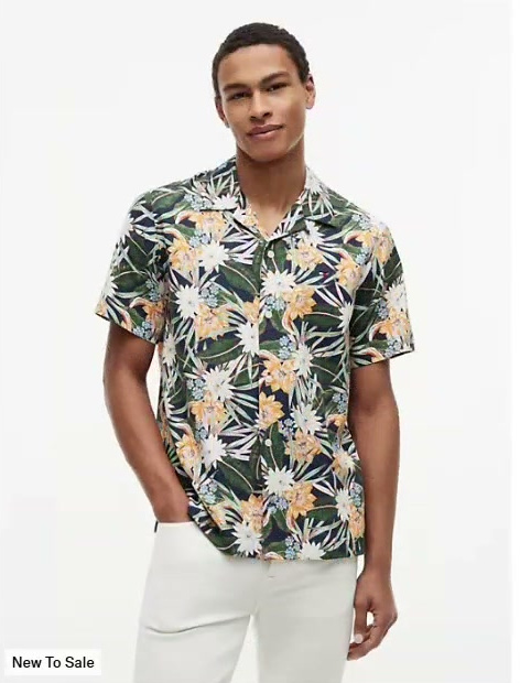 regular fit tropical floral camp shirt