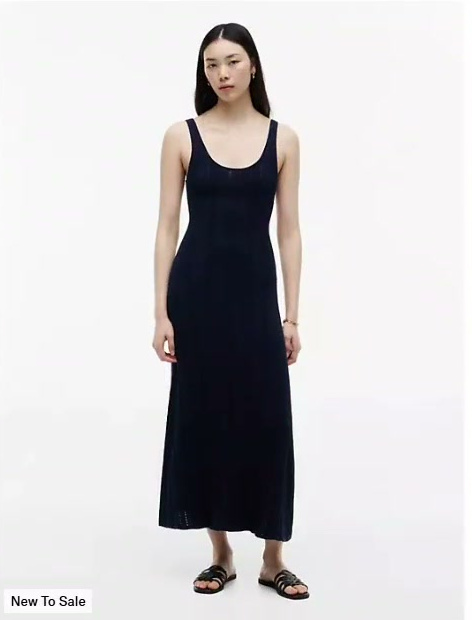 cable knit pointelle midi tank dress