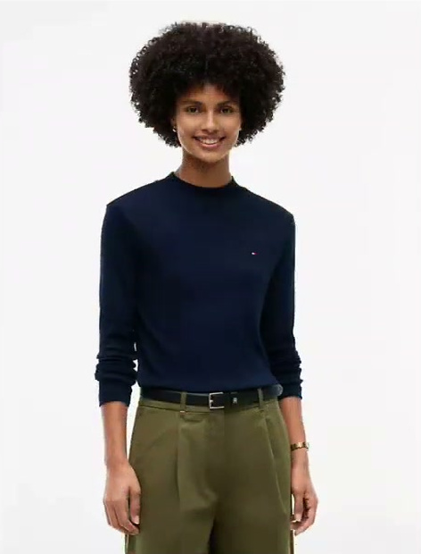 mockneck stretch knit top