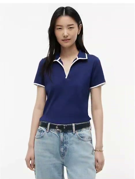 tipped split placket stretch polo