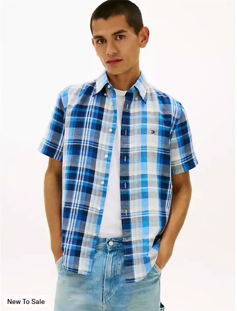 plaid cotton linen blend shirt
