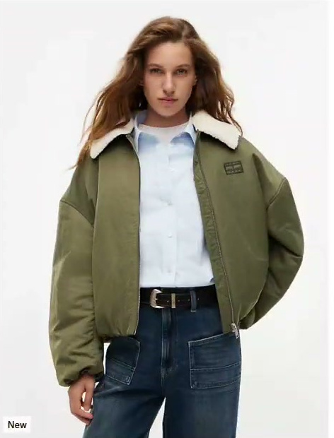 tommy jeans teddy collar aviator jacket