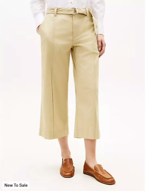 belted wide leg chino