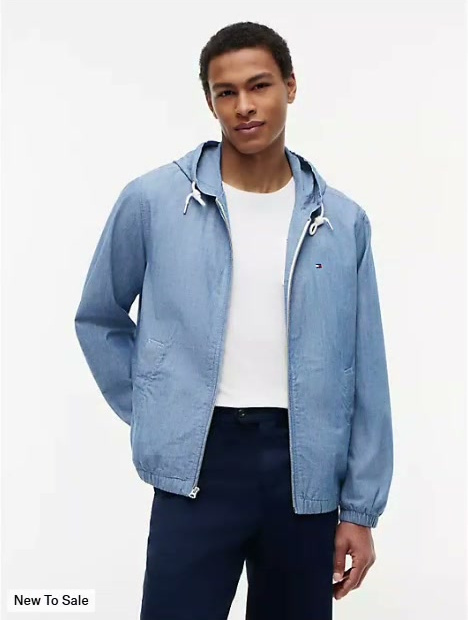 chambray hooded zip jacket