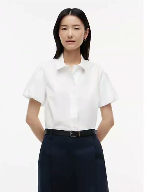 puff sleeve poplin shirt