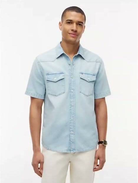 regular fit chambray western shirt
