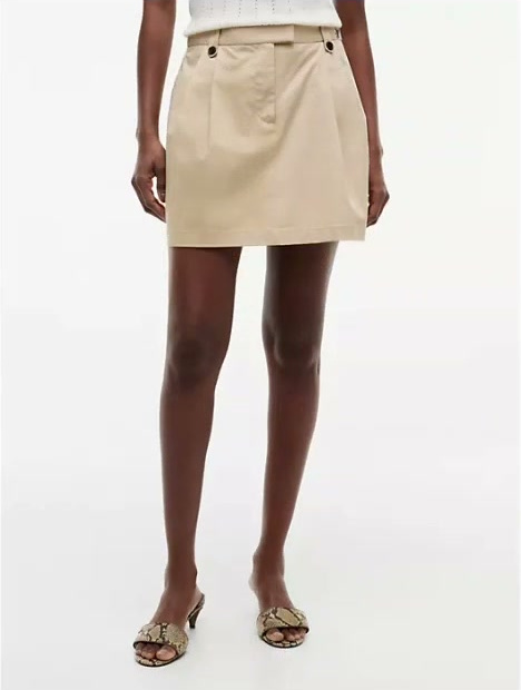 pleated stretch chino mini skirt