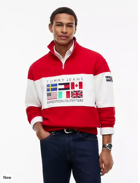 tommy jeans multiflag outdoor logo quarter zip