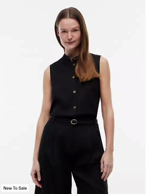 sleeveless slub twill shirt