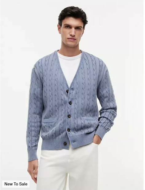 garment dyed cable knit cardigan