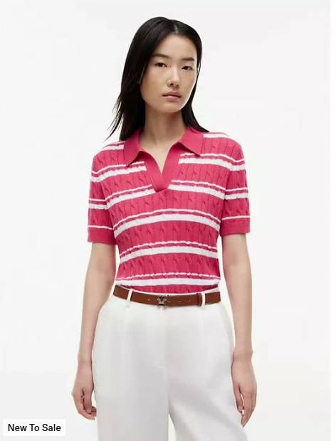 striped cable knit sweater polo