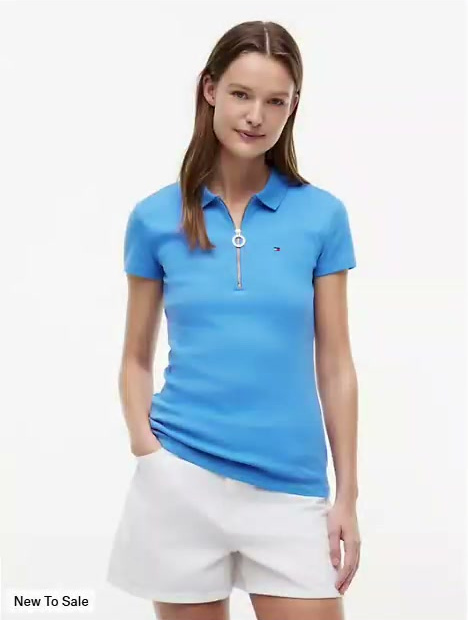 slim fit zip polo