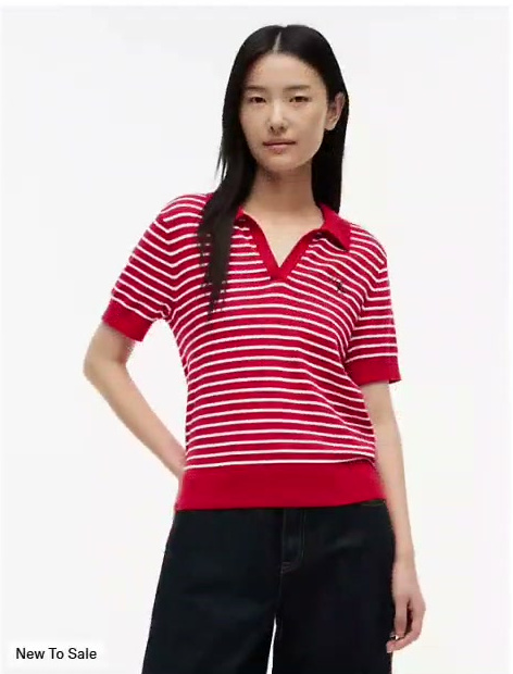 hilfiger script striped sweater polo