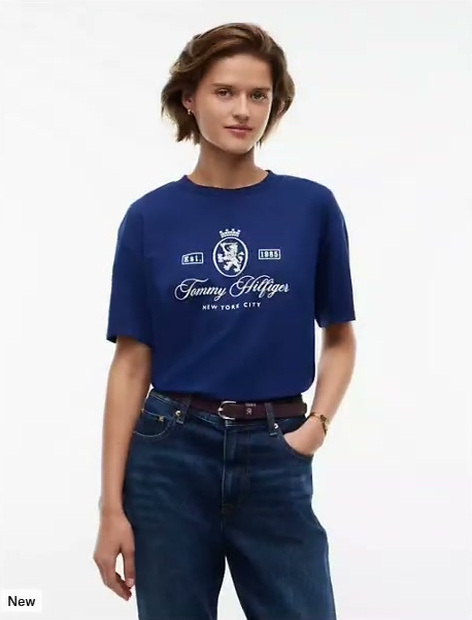relaxed fit crest logo interlock t shirt