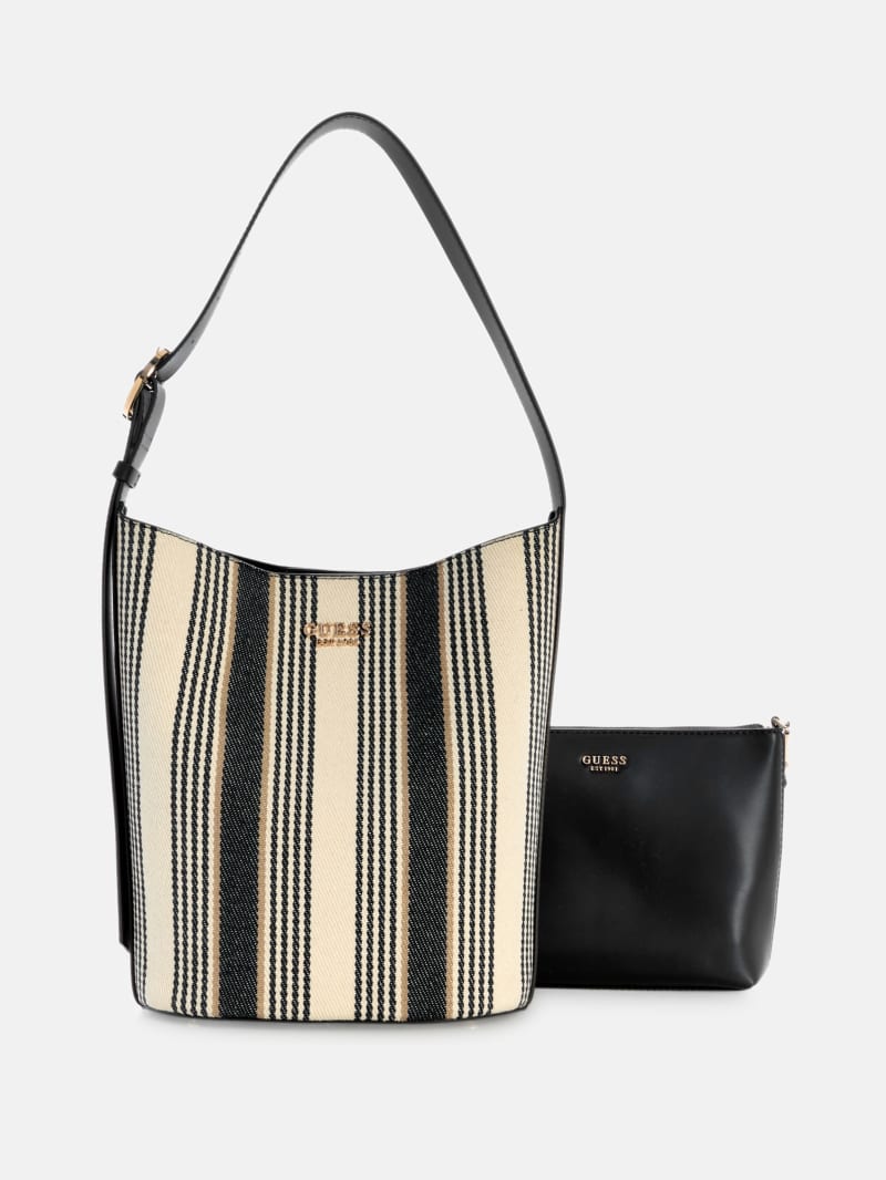 nicolette striped canvas large bucket bag nicolette striped canvas large bucket bag