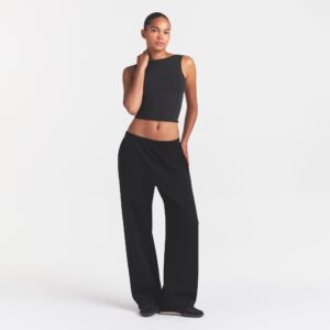 Home cotton fleece oversized straight leg pant