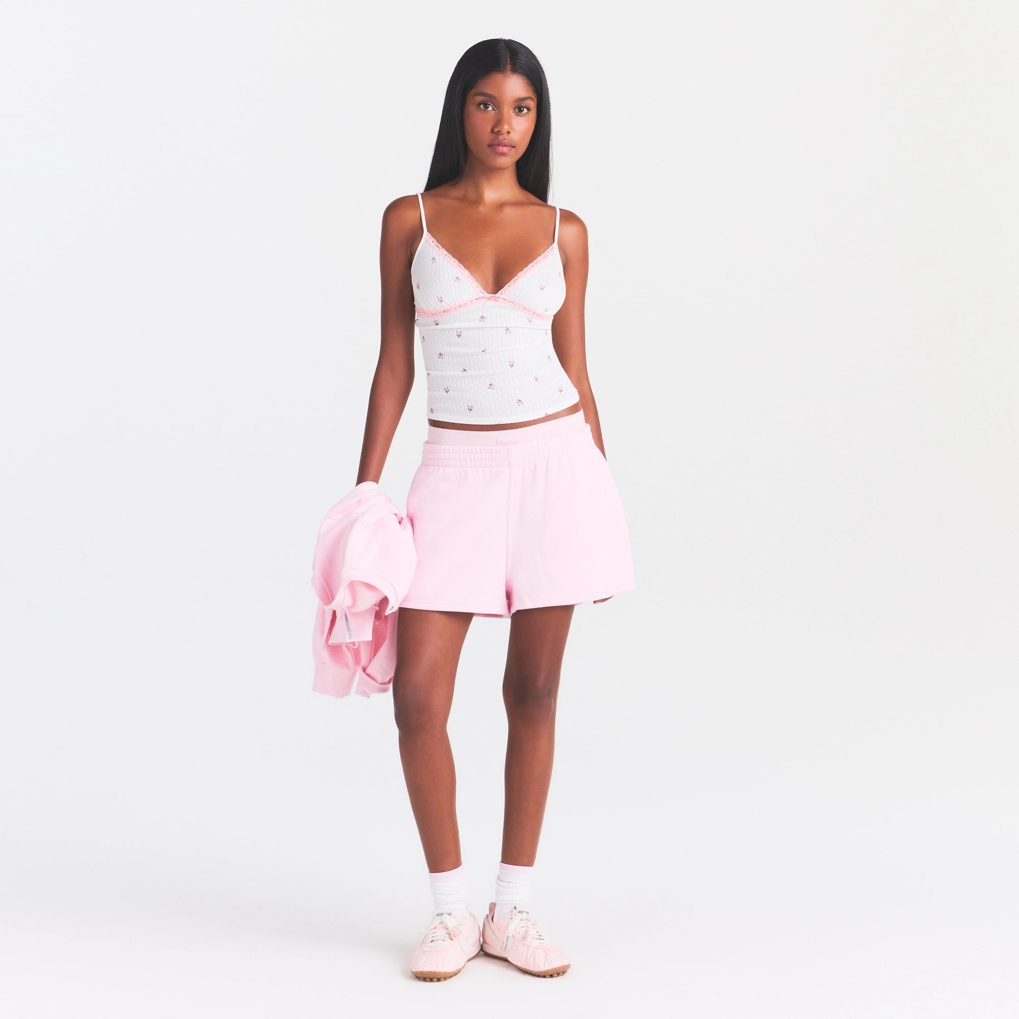 cotton fleece double waistband short cotton fleece double waistband short
