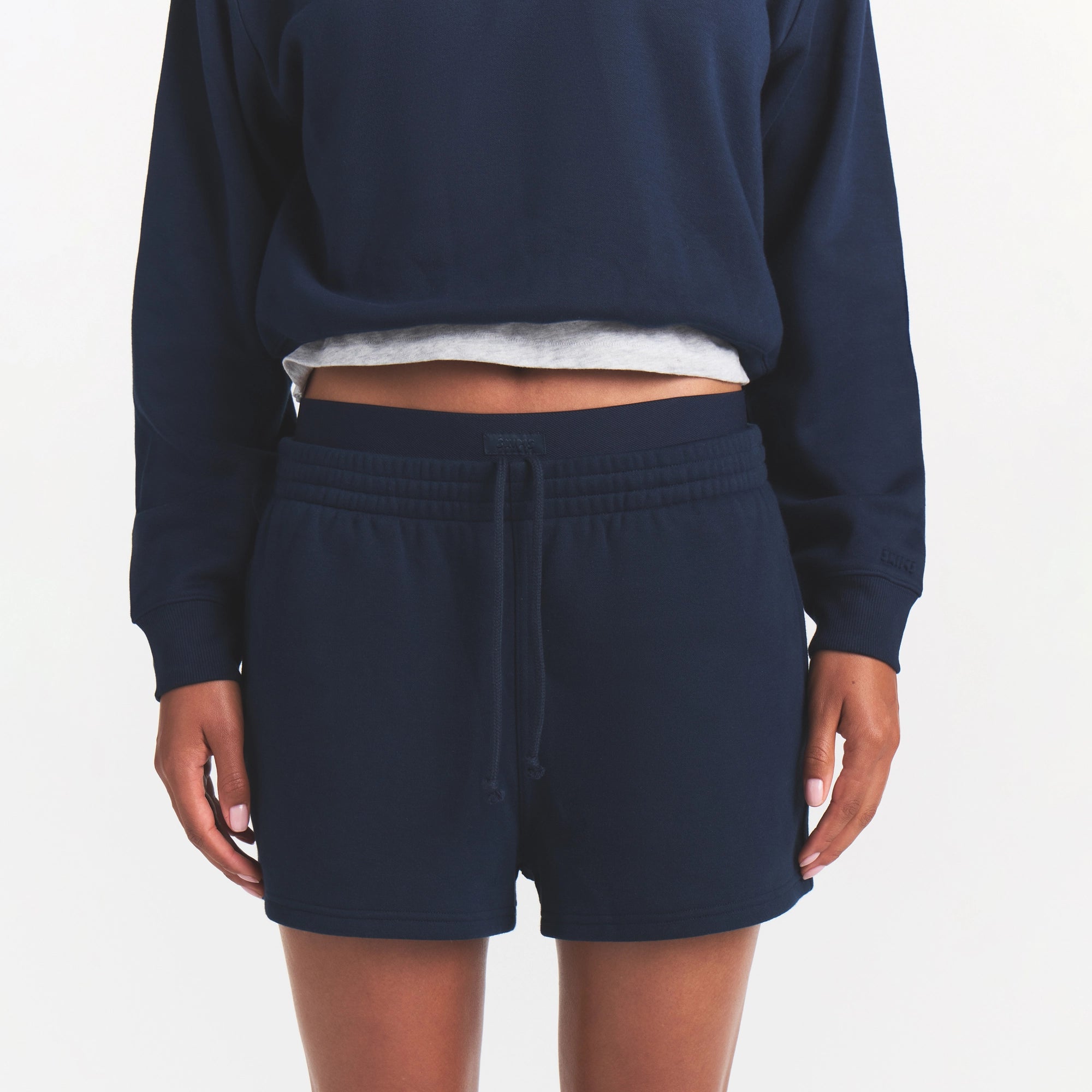cotton fleece double waistband short cotton fleece double waistband short