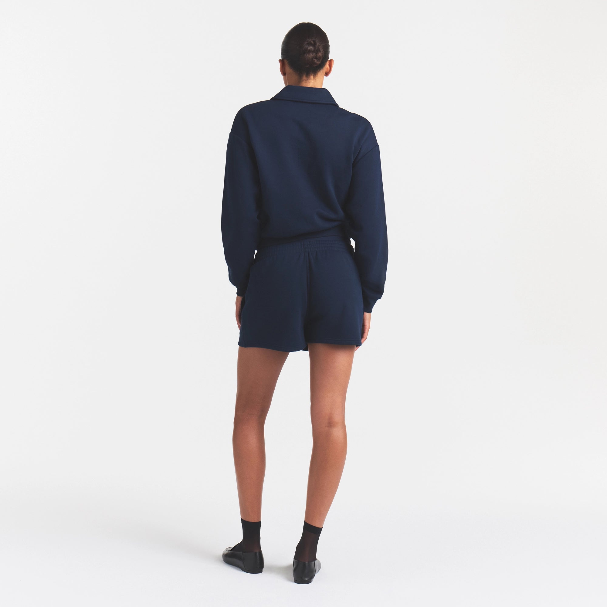 cotton fleece double waistband short cotton fleece double waistband short