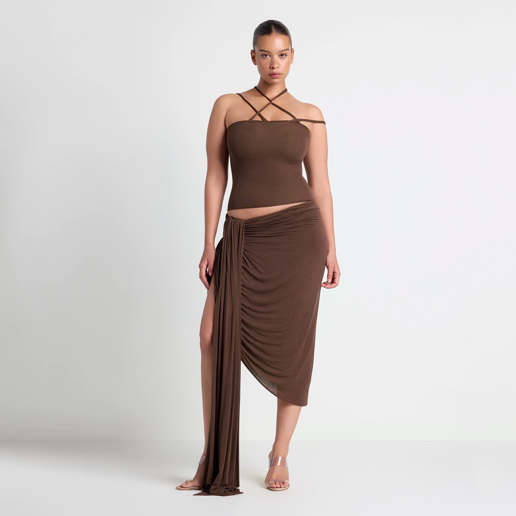 vettese x skims sheer modal draped midi skirt vettese x skims sheer modal draped midi skirt