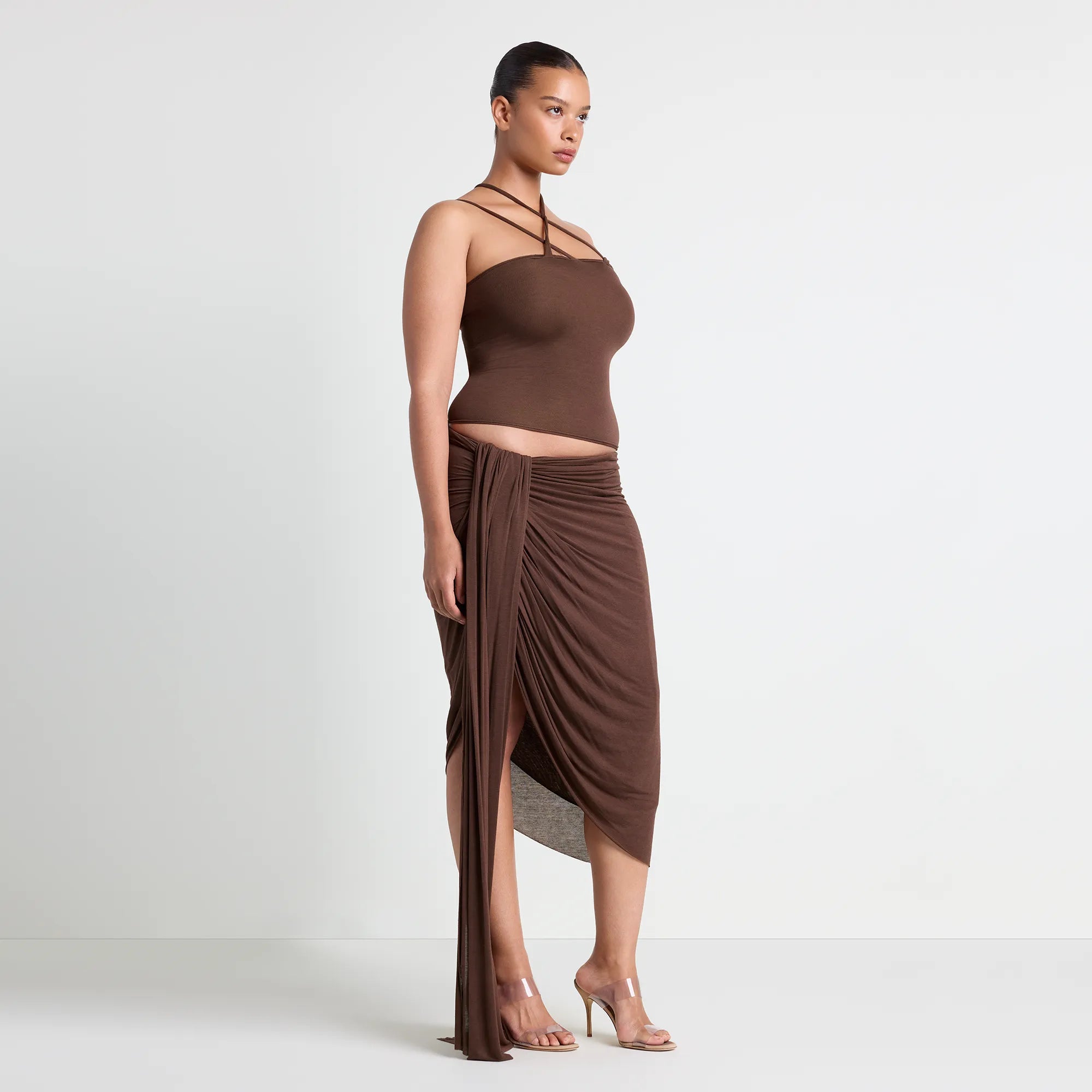 vettese x skims sheer modal draped midi skirt vettese x skims sheer modal draped midi skirt