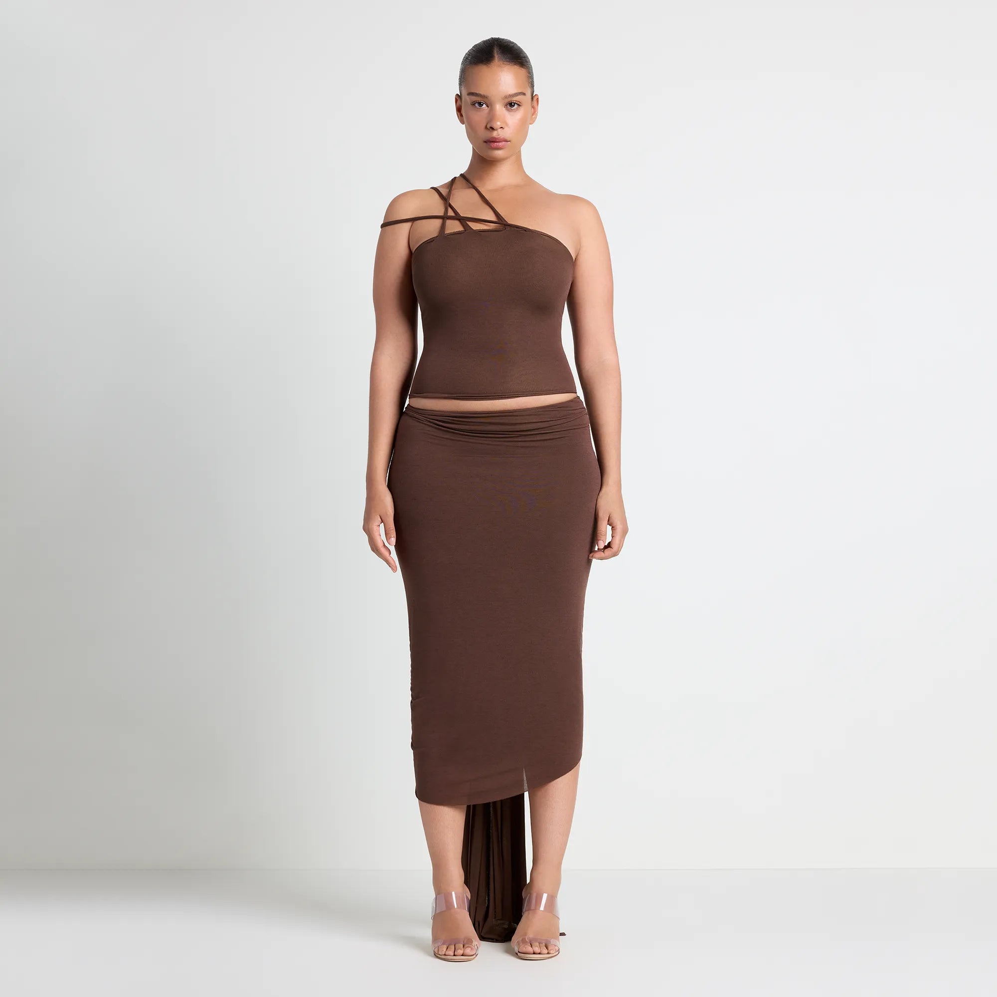 vettese x skims sheer modal draped midi skirt vettese x skims sheer modal draped midi skirt