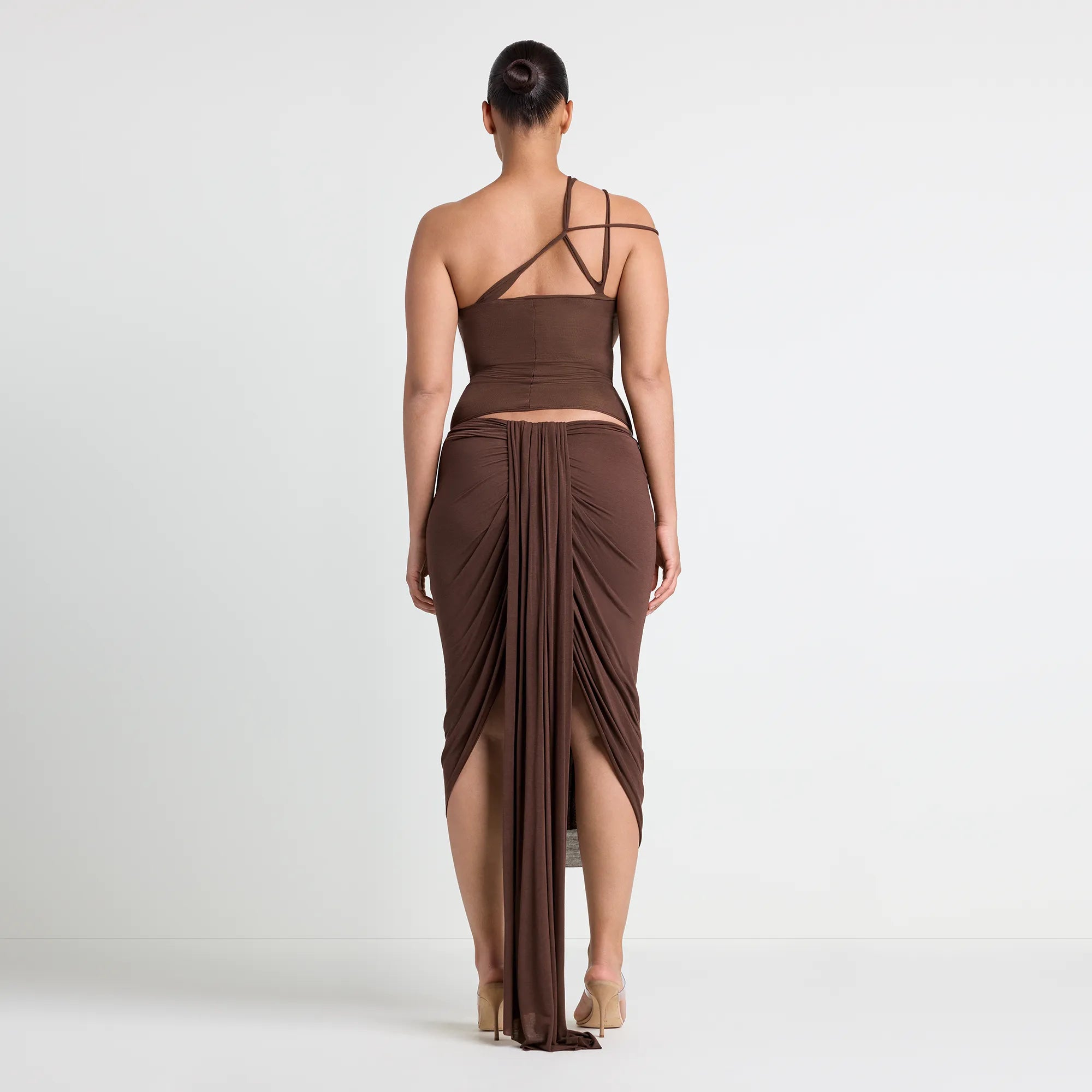 vettese x skims sheer modal draped midi skirt vettese x skims sheer modal draped midi skirt