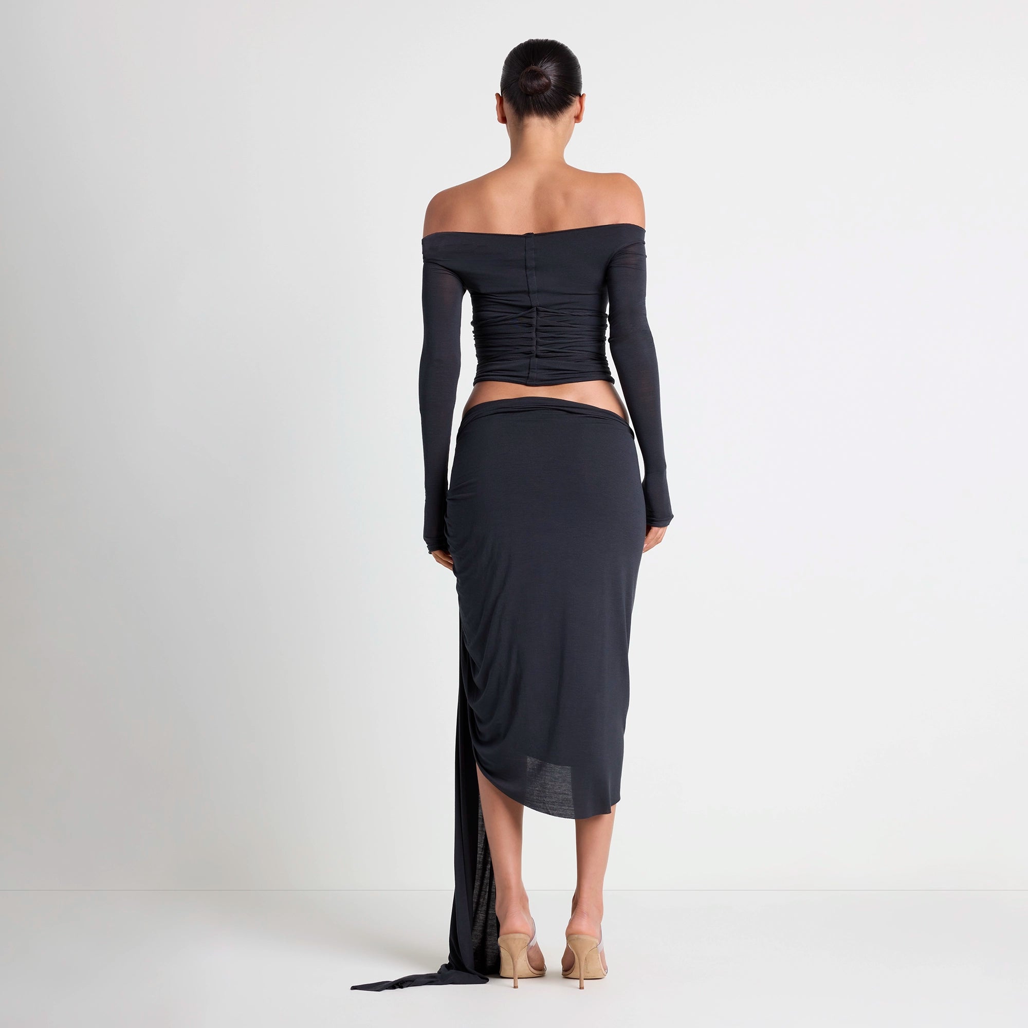 vettese x skims sheer modal draped midi skirt vettese x skims sheer modal draped midi skirt