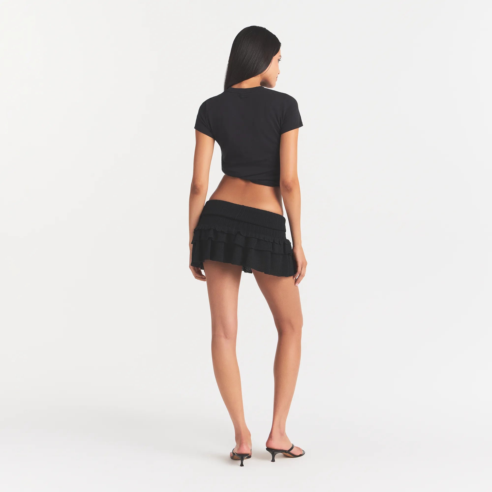 sheer knit ruffle mini skirt sheer knit ruffle mini skirt