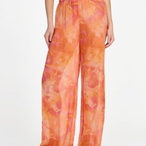 printed silk blend chiffon pants
